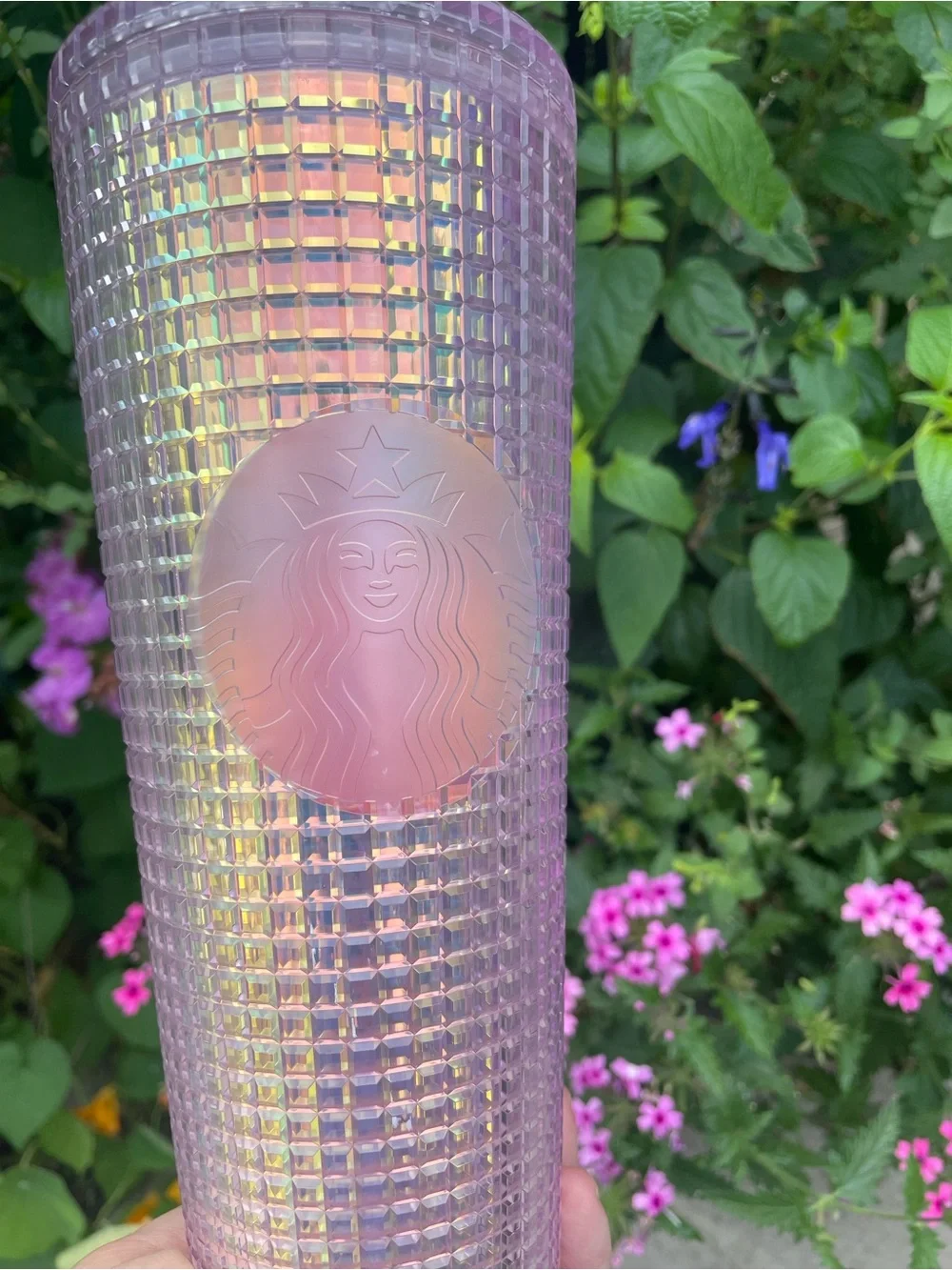 Starbucks Pink Iridescent Grid Disco 24 Oz Cold Tumbler 2020 Holiday Collection